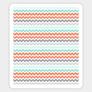 Turquoise Coral Orange Blue Chevron Sticker